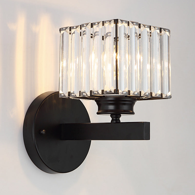 Crystal Geometric Shape Wall Sconce Modern Style 1 Light Wall Light Sconce in Black