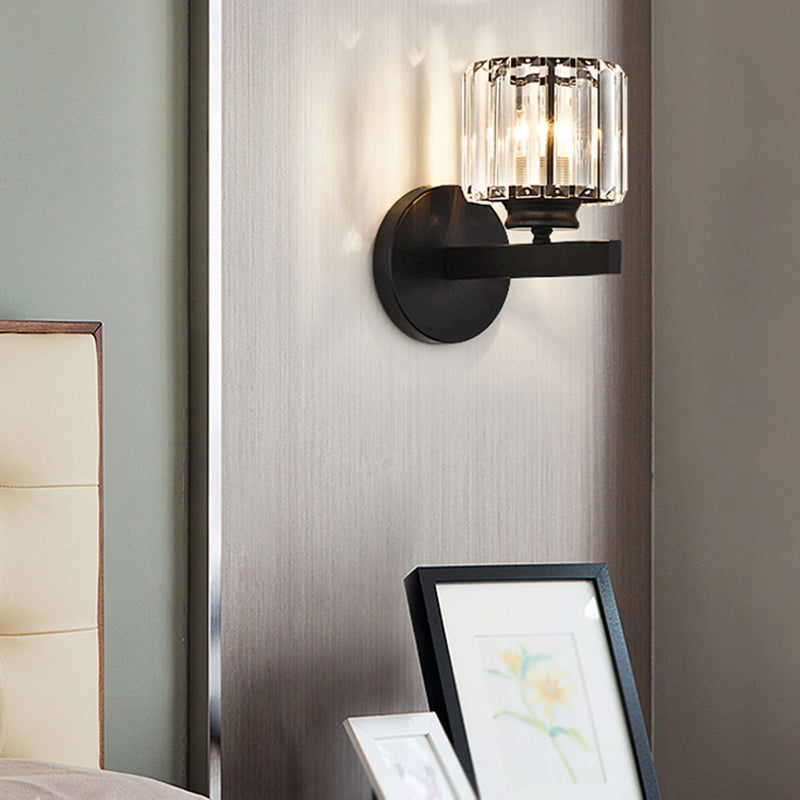 Crystal Geometric Shape Wall Sconce Modern Style 1 Light Wall Light Sconce in Black