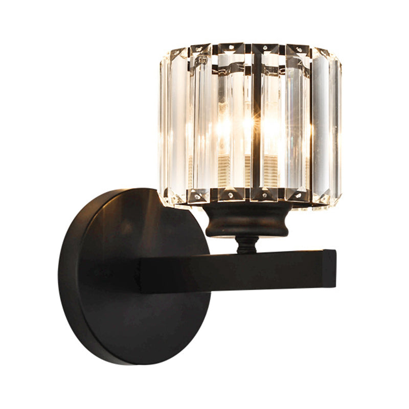 Crystal Geometric Shape Wall Sconce Modern Style 1 Light Wall Light Sconce in Black