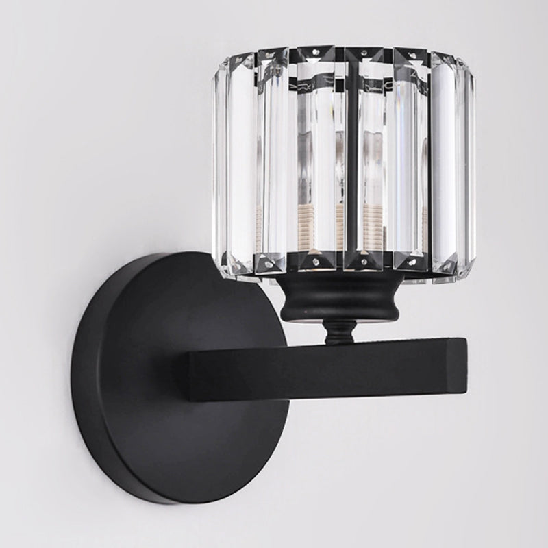Crystal Geometric Shape Wall Sconce Modern Style 1 Light Wall Light Sconce in Black