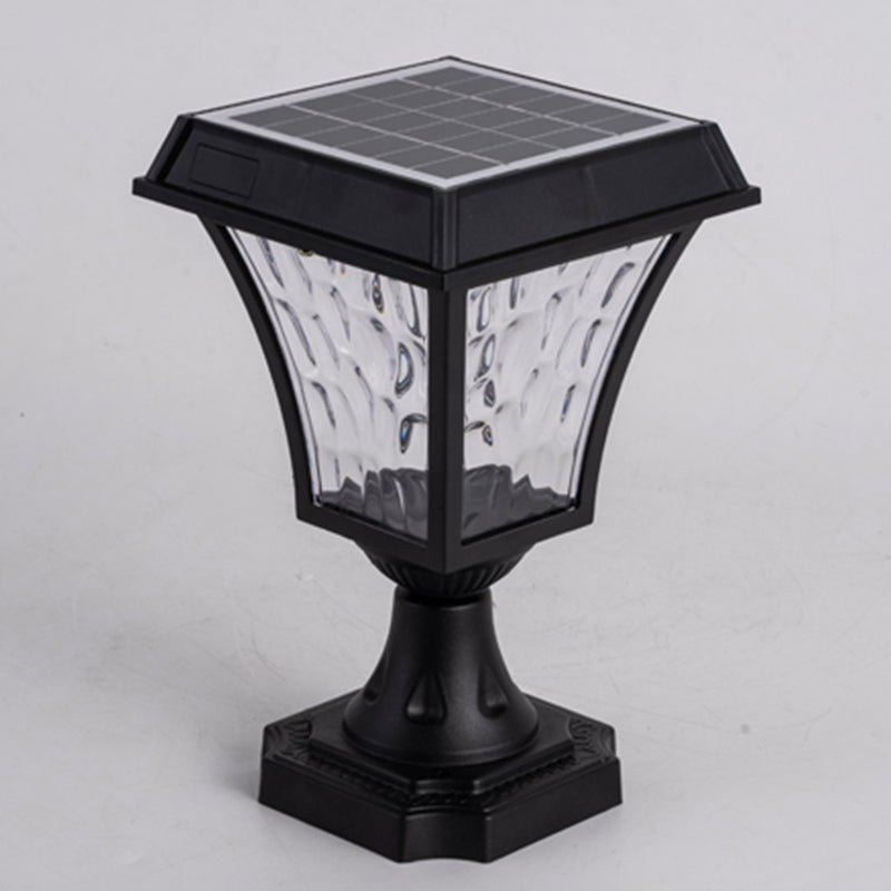 LED Black Pillar Lamp Waterproof Outdoor Light with Glass Shade for Garden