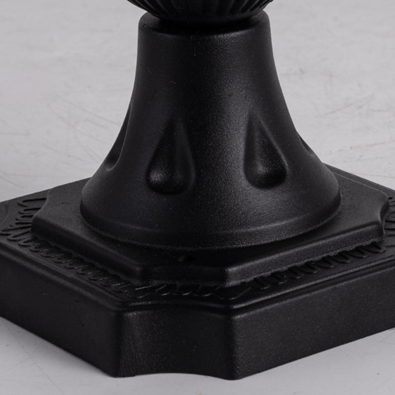LED Black Pillar Lamp Waterproof Outdoor Light with Glass Shade for Garden