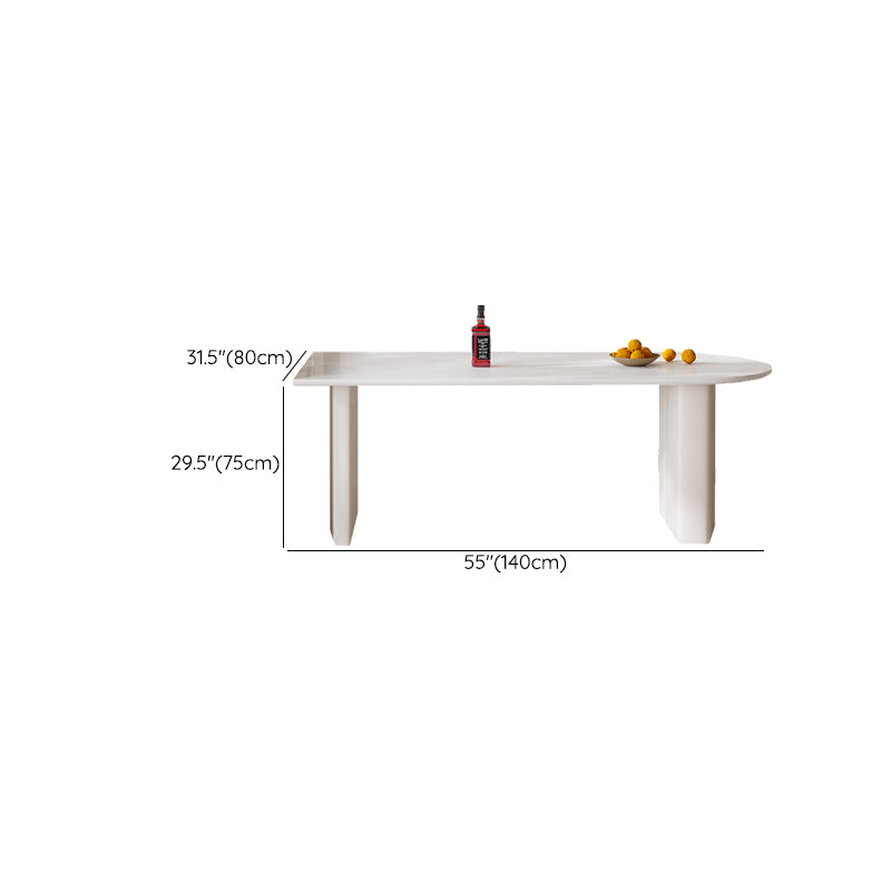 Contemporary Free Form Dining Table for Home White Dinette Table with Double Pedestal