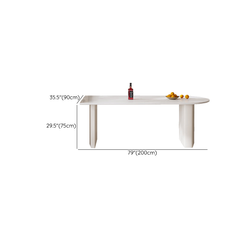 Contemporary Free Form Dining Table for Home White Dinette Table with Double Pedestal
