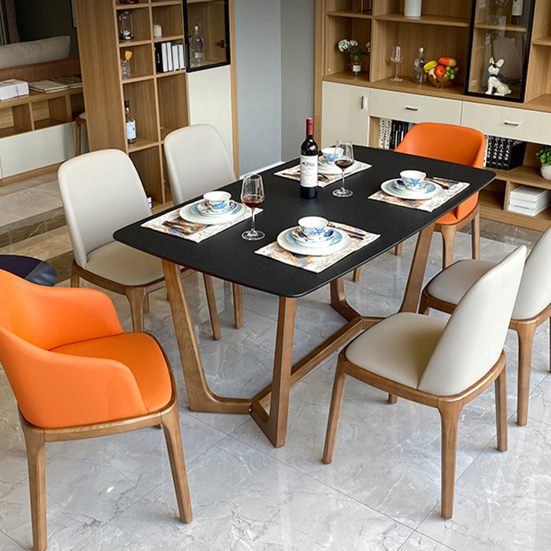Contemporary Kitchen Dinner Table Stone Trestle Base Dining Table