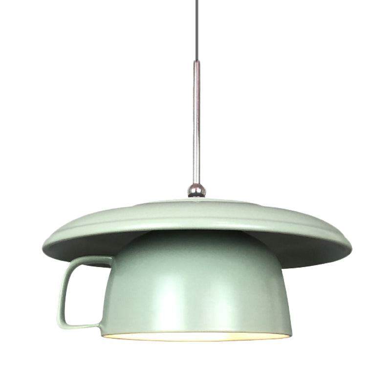 Green Finish Coffee Gup Pending Lightture Macaron 1-Head Ceramics LED Plafond Plafond