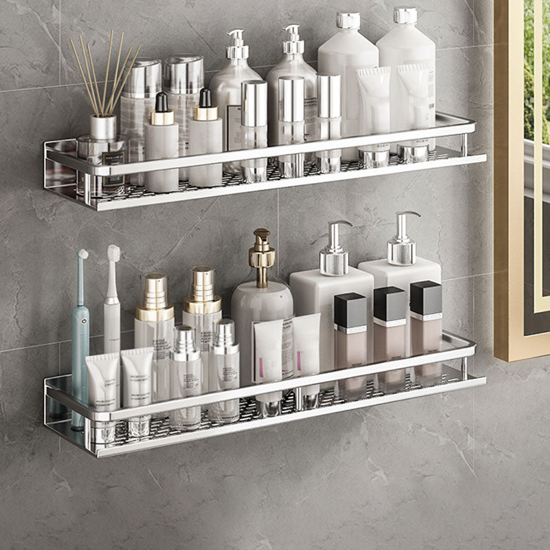 Silver Bathroom Accessory Set Metal 1/2/3 - Piece Bath Shelf