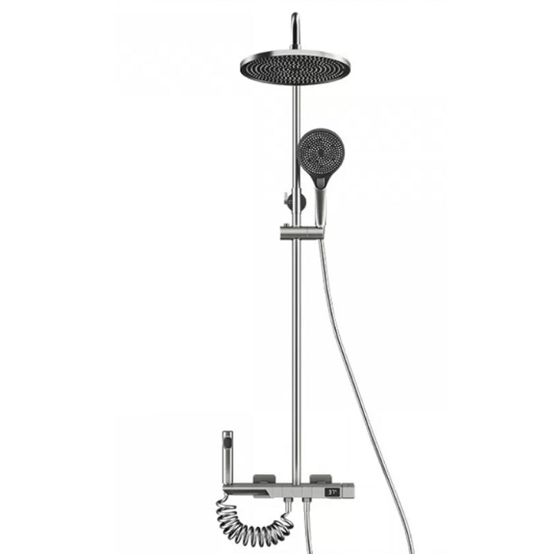 Modern Shower System with Dual Shower Head in Black/White/Gray