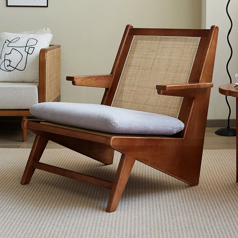 Solid Wood Frame Side Chair Arms Included Lounge Chair for Living Room