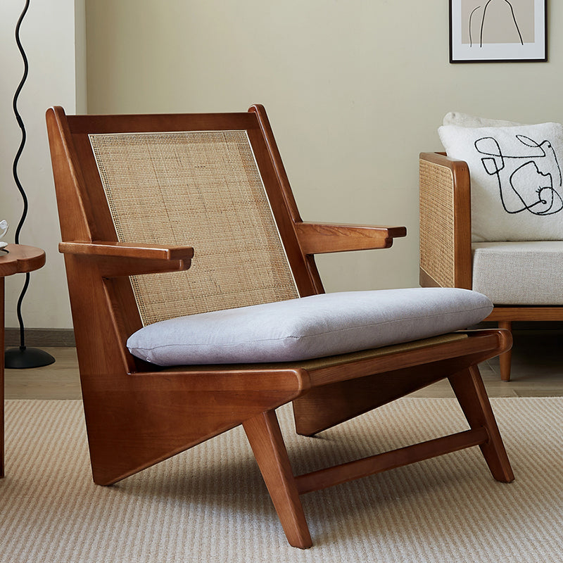 Solid Wood Frame Side Chair Arms Included Lounge Chair for Living Room