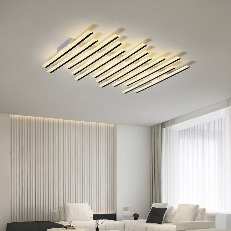 Metal Geometric Flush Mount Fixture Modern Flush Light Fixture in Black