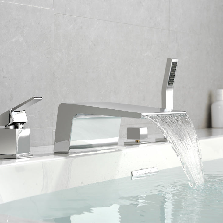 Modern Bathtub Faucet Fixed Waterfall Bathroom Faucet with Hand Shower