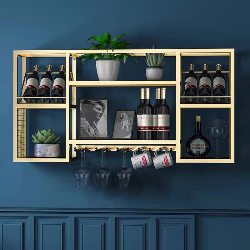 Modern Simple Wine Rack Iron Shelf Wall Mounted Wine Rack for Kitchen