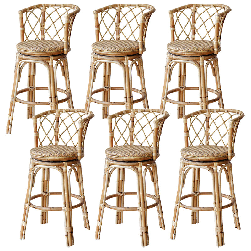 Indoor Solid Wood Bar Stool Modern Rattan Bar Stool with Footrest