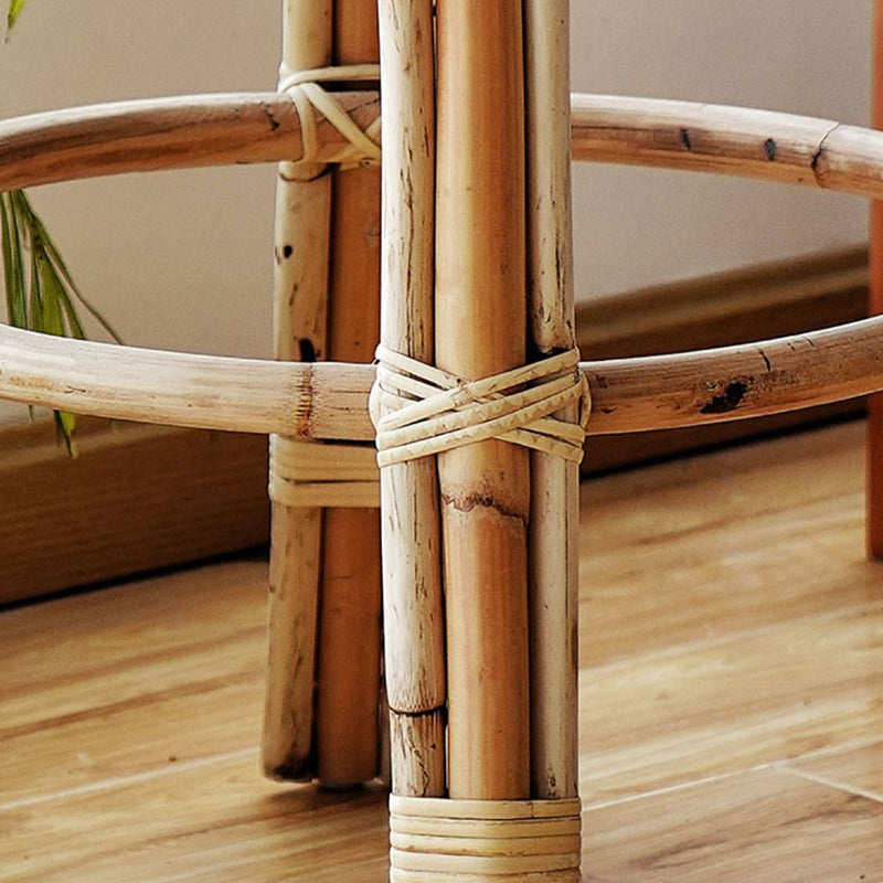 Indoor Solid Wood Bar Stool Modern Rattan Bar Stool with Footrest