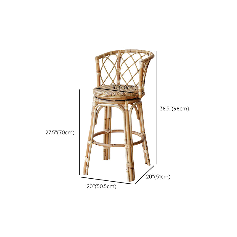Indoor Solid Wood Bar Stool Modern Rattan Bar Stool with Footrest