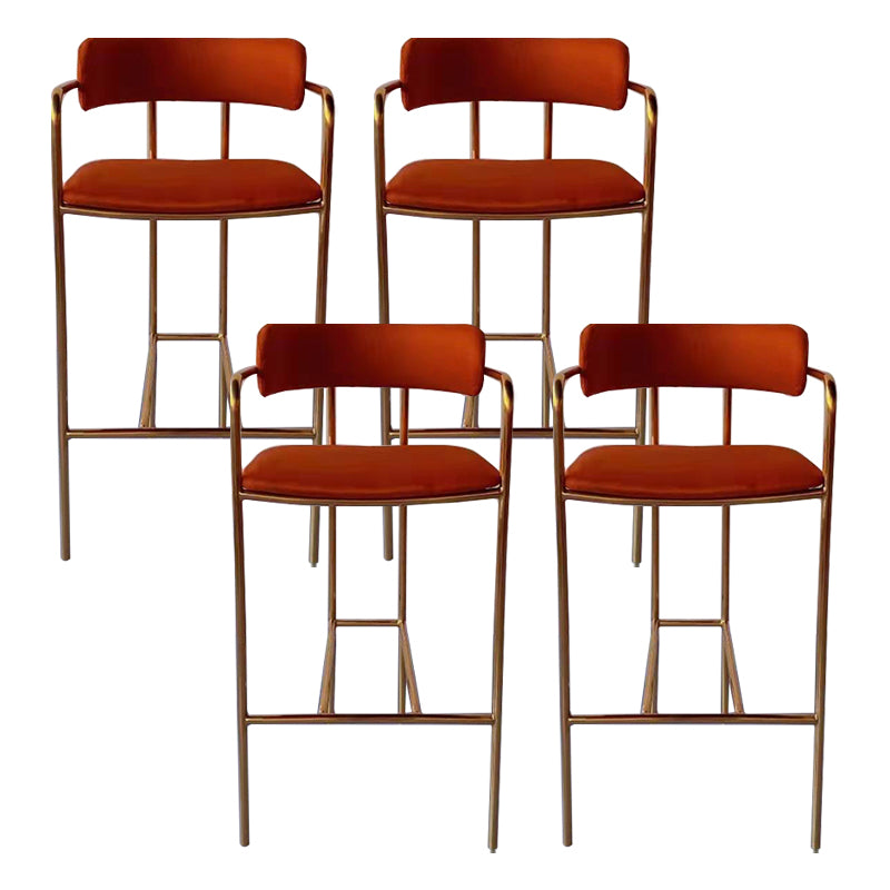 Glam Gold Legs Bar Stools Living Room Upholstered Bar Stool with Footrest