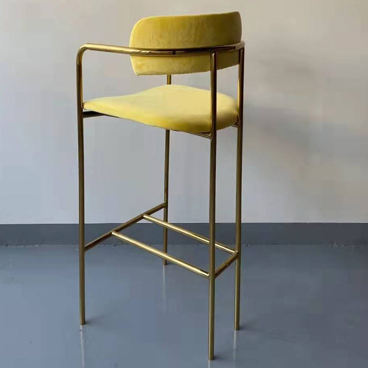 Glam Gold Legs Bar Stools Living Room Upholstered Bar Stool with Footrest