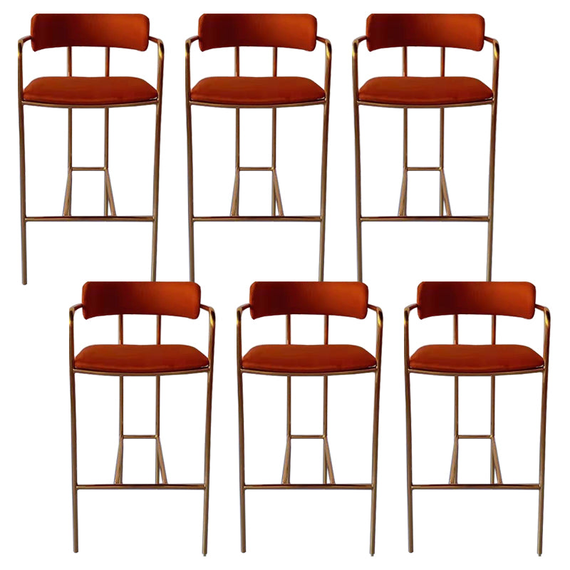 Glam Gold Legs Bar Stools Living Room Upholstered Bar Stool with Footrest