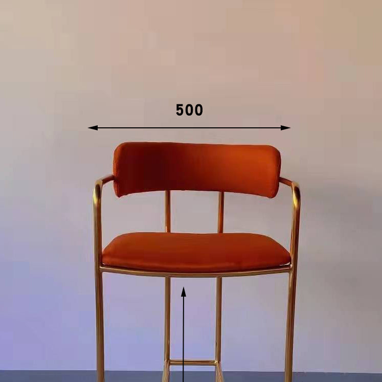 Glam Gold Legs Bar Stools Living Room Upholstered Bar Stool with Footrest