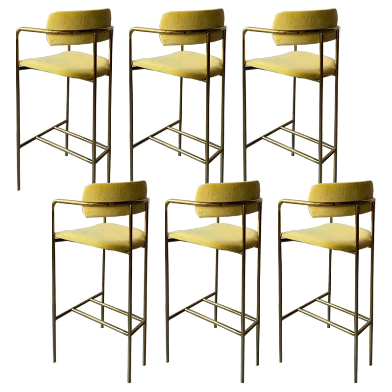 Glam Gold Legs Bar Stools Living Room Upholstered Bar Stool with Footrest