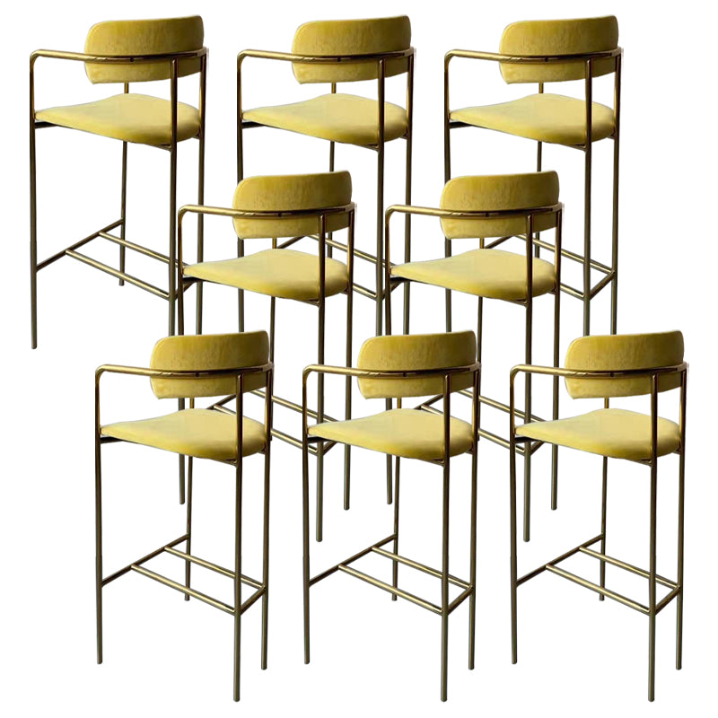 Glam Gold Legs Bar Stools Living Room Upholstered Bar Stool with Footrest