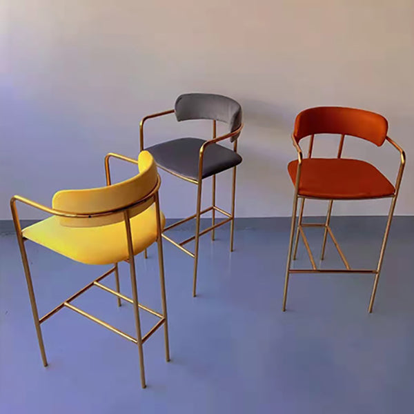 Glam Gold Legs Bar Stools Living Room Upholstered Bar Stool with Footrest