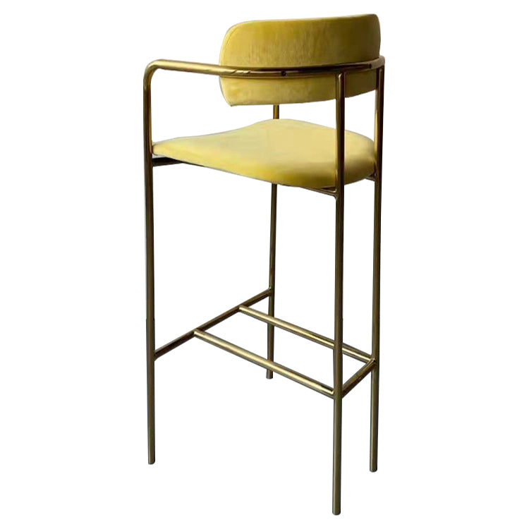 Glam Gold Legs Bar Stools Living Room Upholstered Bar Stool with Footrest