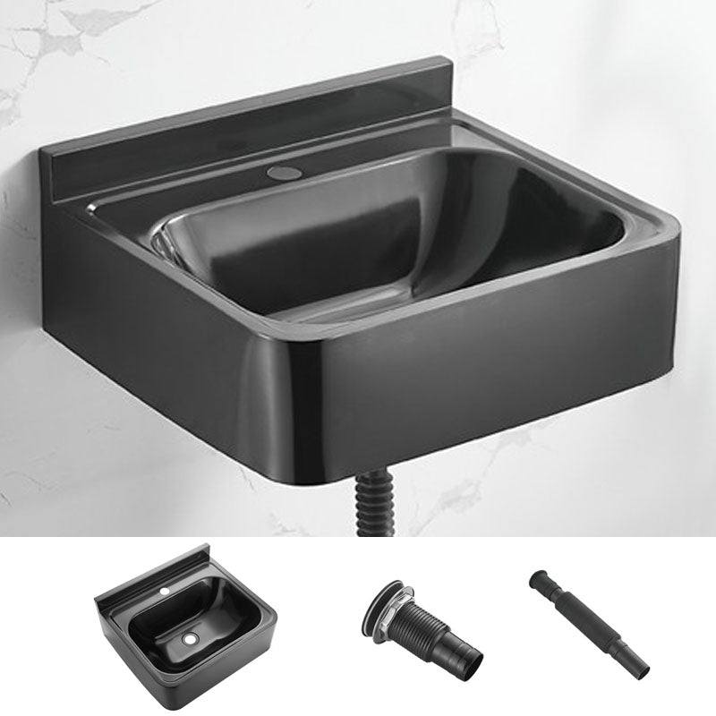 Contemporary Bathroom Sink with Pop-Up Drain Metal Rectangular Wall Mount Bathroom Sink