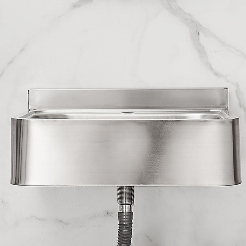Contemporary Bathroom Sink with Pop-Up Drain Metal Rectangular Wall Mount Bathroom Sink