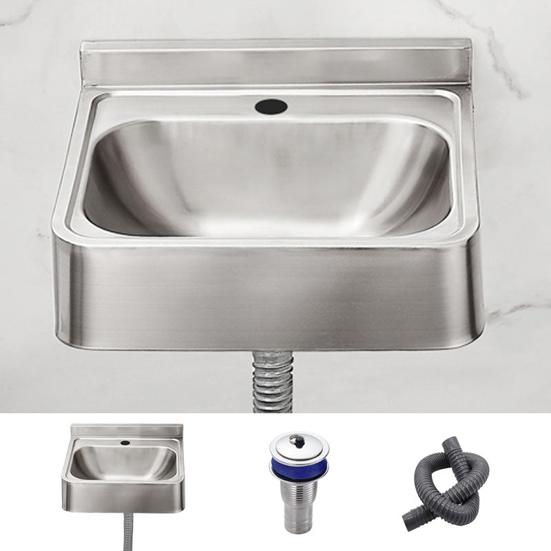 Contemporary Bathroom Sink with Pop-Up Drain Metal Rectangular Wall Mount Bathroom Sink