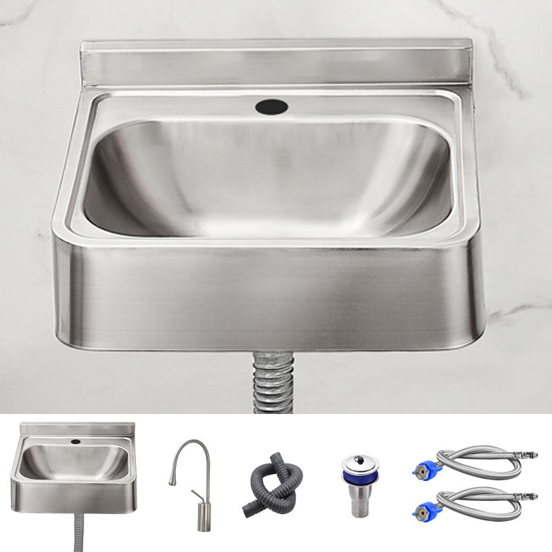 Contemporary Bathroom Sink with Pop-Up Drain Metal Rectangular Wall Mount Bathroom Sink