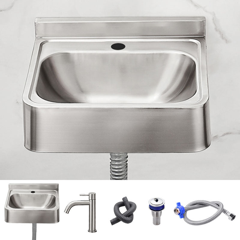 Contemporary Bathroom Sink with Pop-Up Drain Metal Rectangular Wall Mount Bathroom Sink
