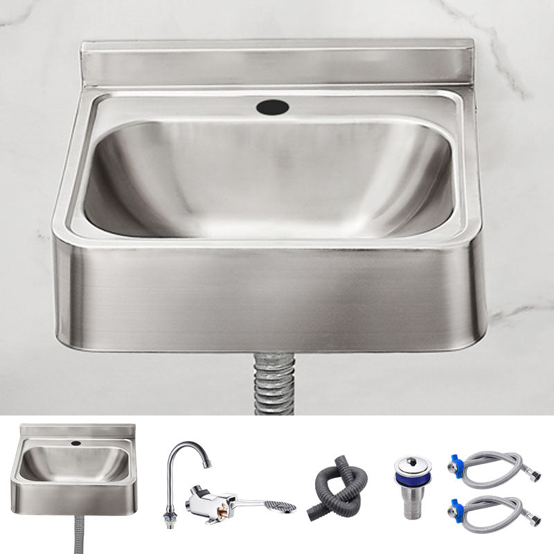 Contemporary Bathroom Sink with Pop-Up Drain Metal Rectangular Wall Mount Bathroom Sink