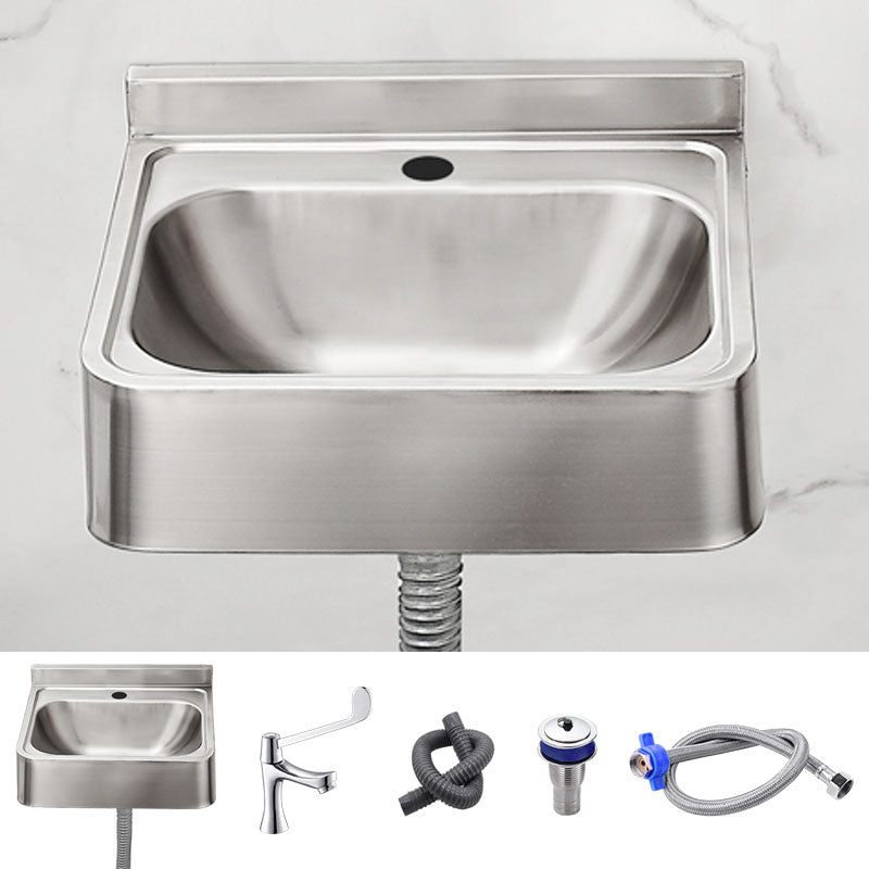 Contemporary Bathroom Sink with Pop-Up Drain Metal Rectangular Wall Mount Bathroom Sink