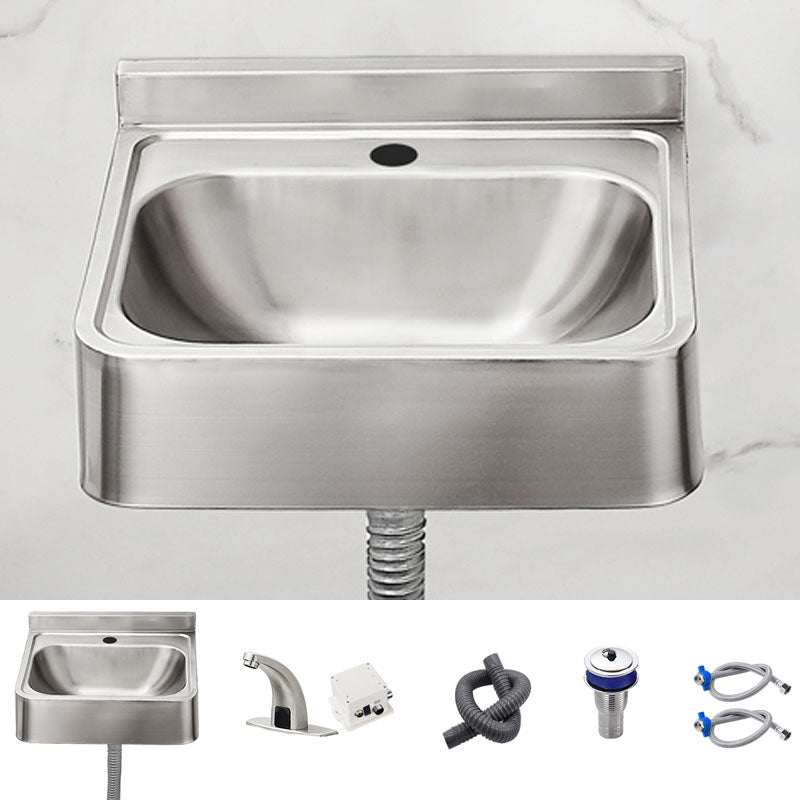 Contemporary Bathroom Sink with Pop-Up Drain Metal Rectangular Wall Mount Bathroom Sink