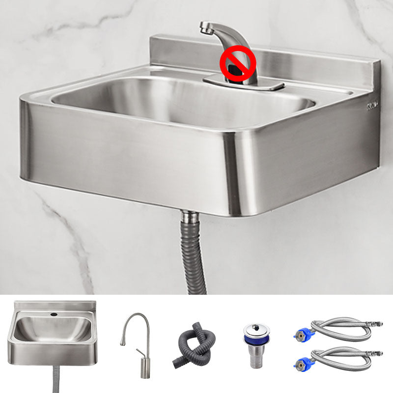 Contemporary Bathroom Sink with Pop-Up Drain Rectangular Metal Wall Mount Bathroom Sink