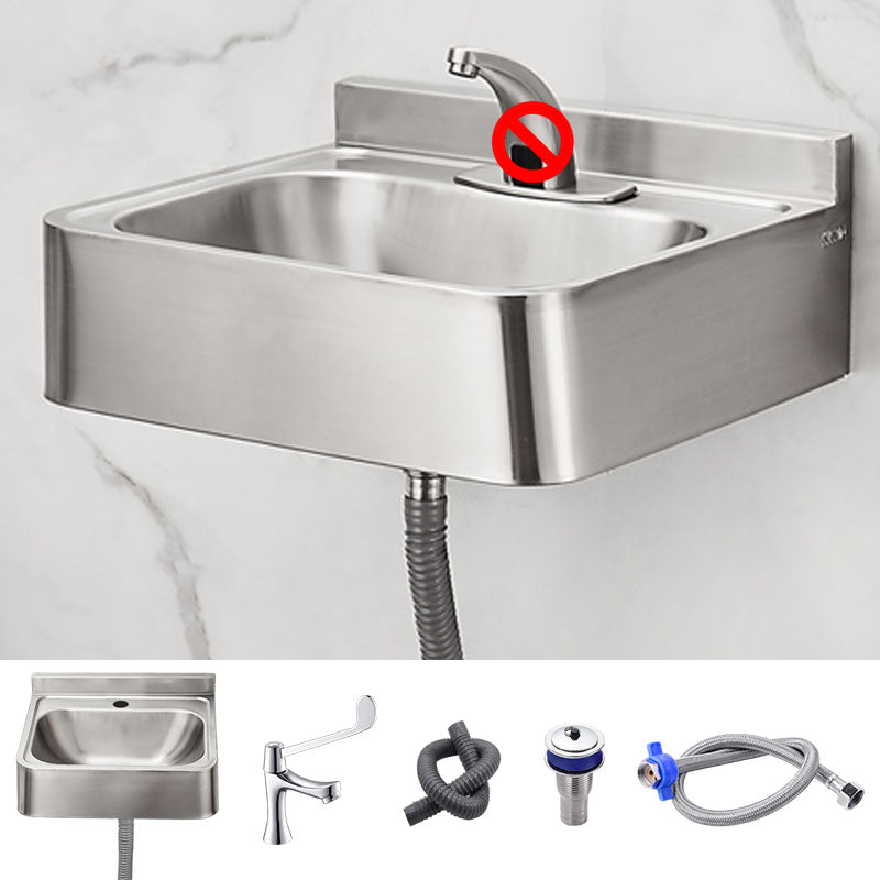 Contemporary Bathroom Sink with Pop-Up Drain Rectangular Metal Wall Mount Bathroom Sink
