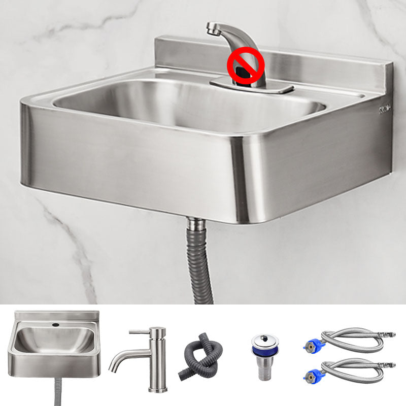 Contemporary Bathroom Sink with Pop-Up Drain Rectangular Metal Wall Mount Bathroom Sink