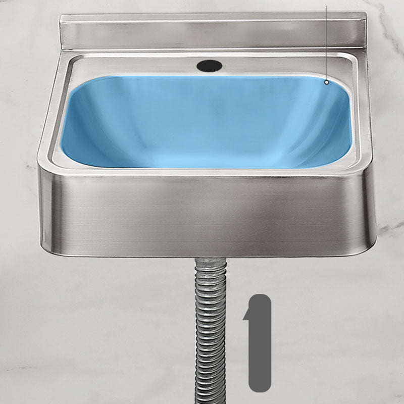 Contemporary Bathroom Sink with Pop-Up Drain Rectangular Metal Wall Mount Bathroom Sink