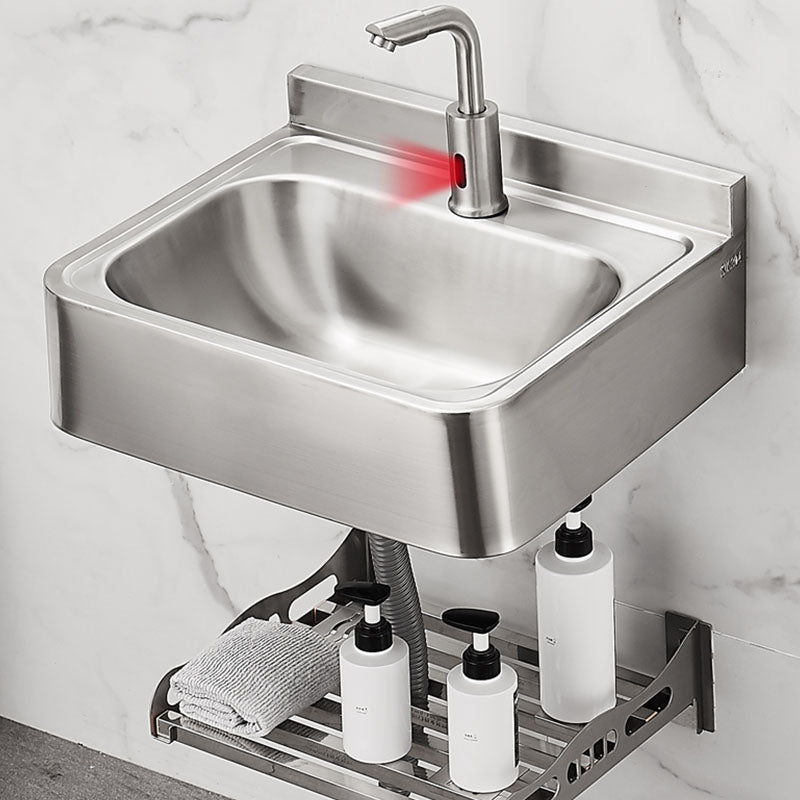 Contemporary Bathroom Sink with Pop-Up Drain Rectangular Metal Wall Mount Bathroom Sink