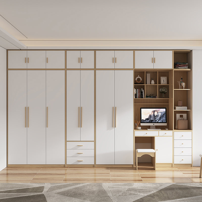 Contemporary Freestanding Wardrobe Engineered Wood White Wardrobe
