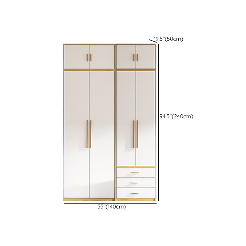 Contemporary Freestanding Wardrobe Engineered Wood White Wardrobe