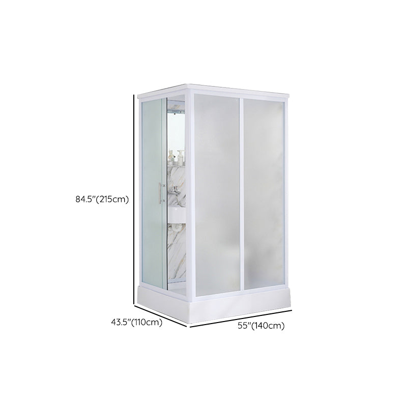 Rectangular Shower Stall Single Sliding Door Frosted Glass Shower Room