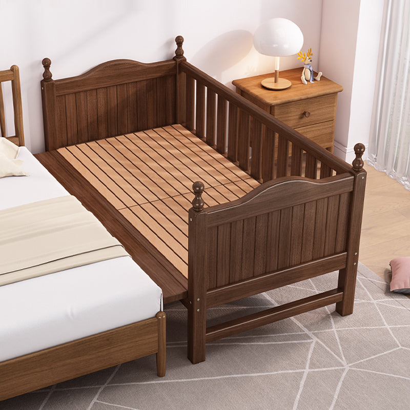 Solid Wood Baby Crib Traditional Beech Nursery Bed with Guardrails