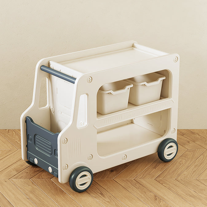 Modern Plastic Standard Kids Bookcase Open Back Bookcase with Wheels