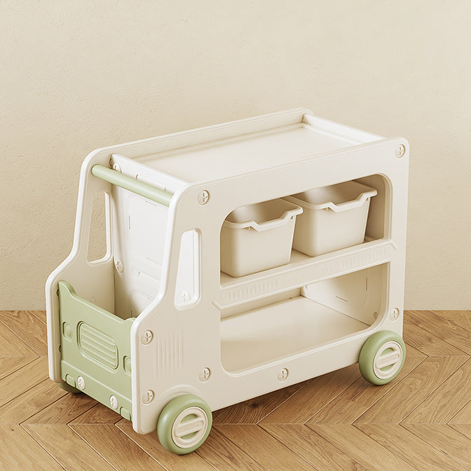 Modern Plastic Standard Kids Bookcase Open Back Bookcase with Wheels
