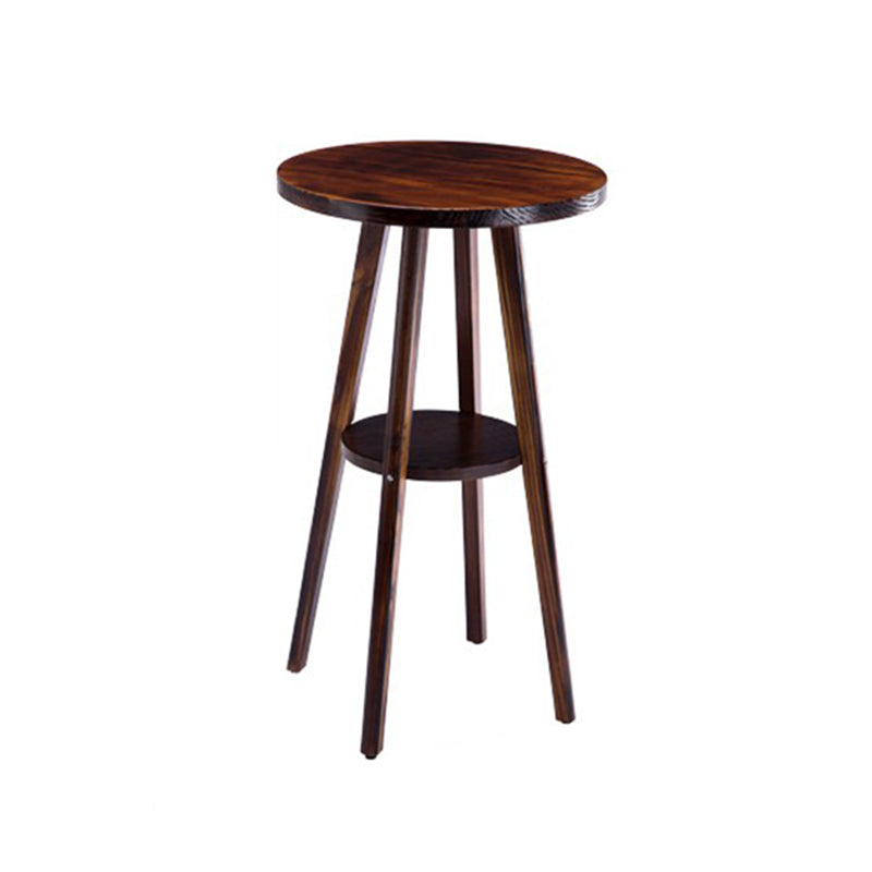 Brown Solid Wood Pub Table Set 1/3 Pcs Bar Table with Wooden Stools