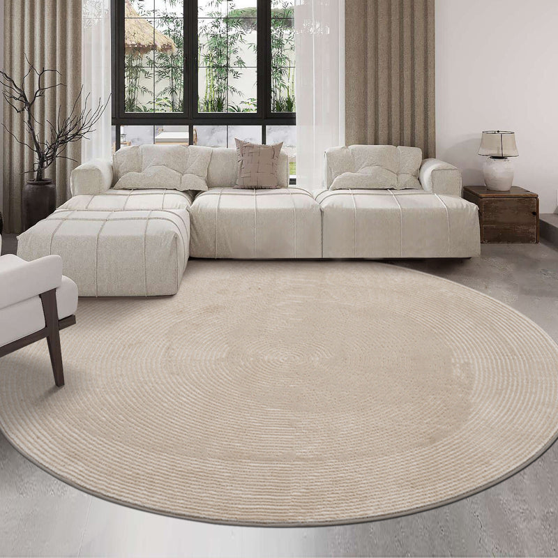 Round Shade Tribal Diamond Rug Beige Polyester Carpet Stain Resistant Rug