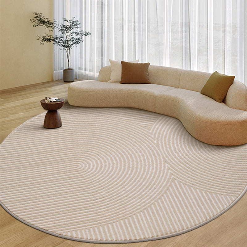 Round Shade Tribal Diamond Rug Beige Polyester Carpet Stain Resistant Rug